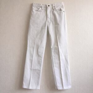 Vintage Rustler White Straight Leg Jeans USA Made High Waist 30x30 Talon Zip